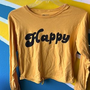 Yellow Long Sleeve Cropped Mantra Shirt
